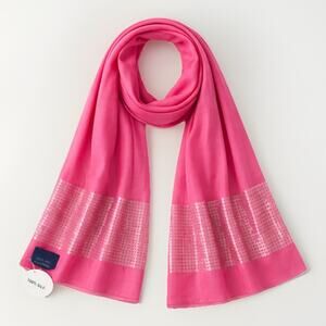 Charter Club Pink 100% Silk Sequin Scarf Wrap 18" x 72" NWT Evening Shawl Formal